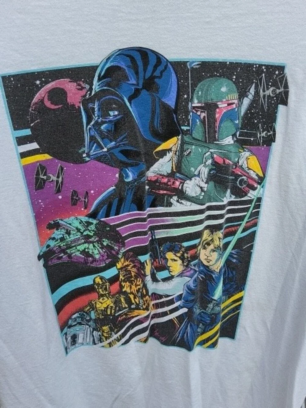 Star Wars White Retro Long Sleeve Shirt Size Medium